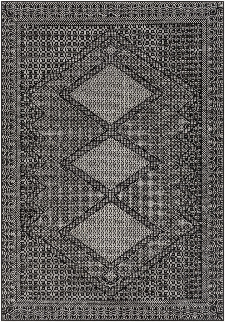 Merkez Modern Geometrical Design Black Area Rug