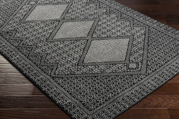 Merkez Modern Geometrical Design Black Area Rug