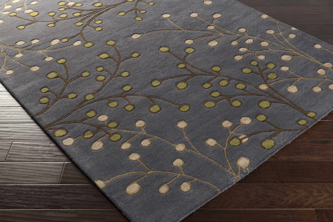 Merriam Modern Botanical Gray And Brown Wool Rug - The Rug Decor