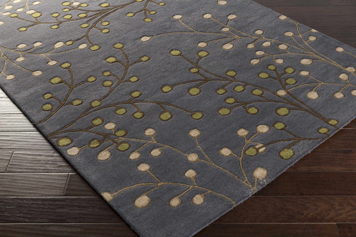 Merriam Modern Botanical Gray And Brown Wool Rug - The Rug Decor