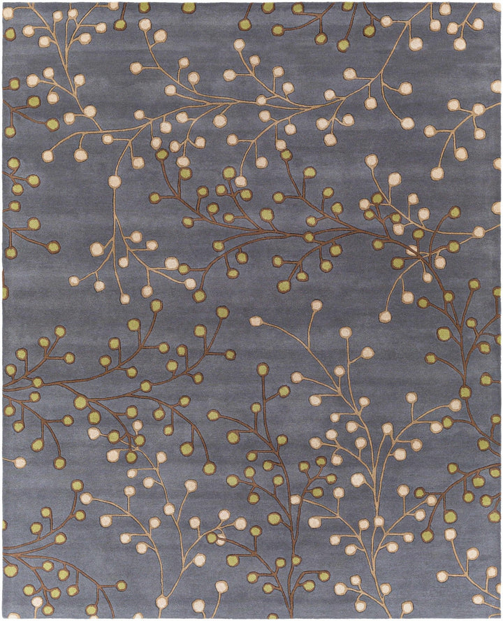 Merriam Modern Botanical Gray And Brown Wool Rug - The Rug Decor