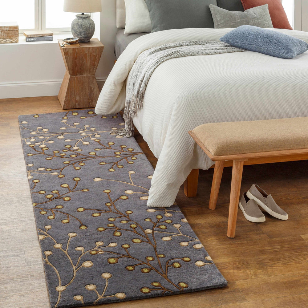 Merriam Modern Botanical Gray And Brown Wool Rug - The Rug Decor