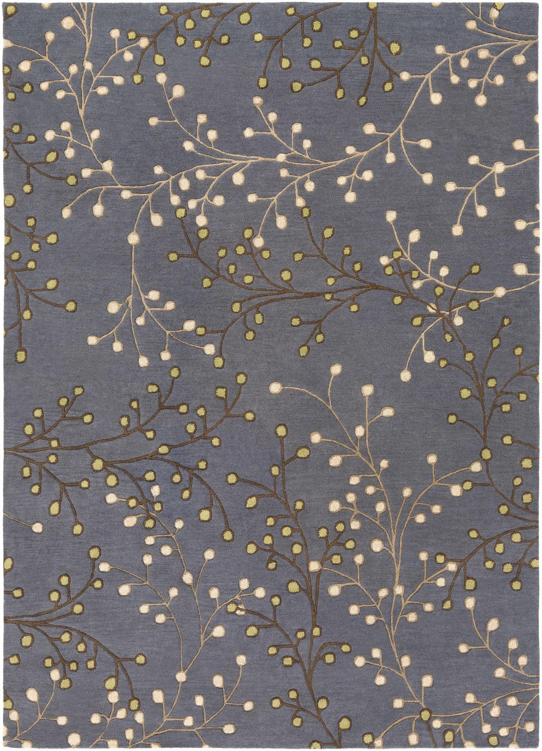 Merriam Modern Botanical Gray And Brown Wool Rug - The Rug Decor