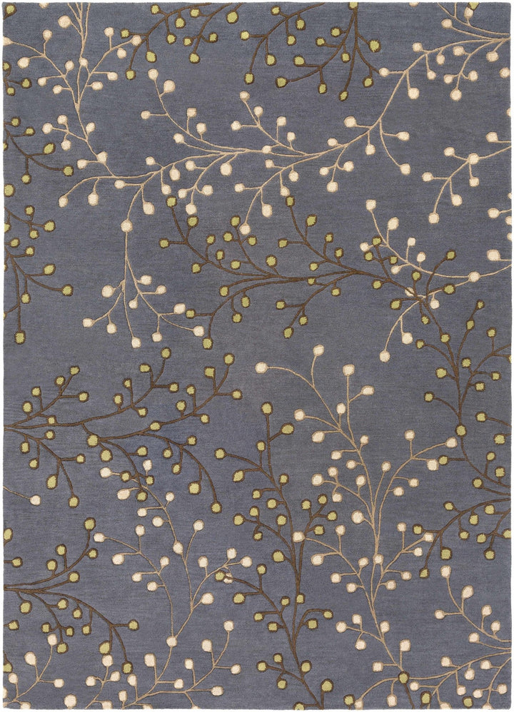 Merriam Modern Botanical Gray And Brown Wool Rug - The Rug Decor