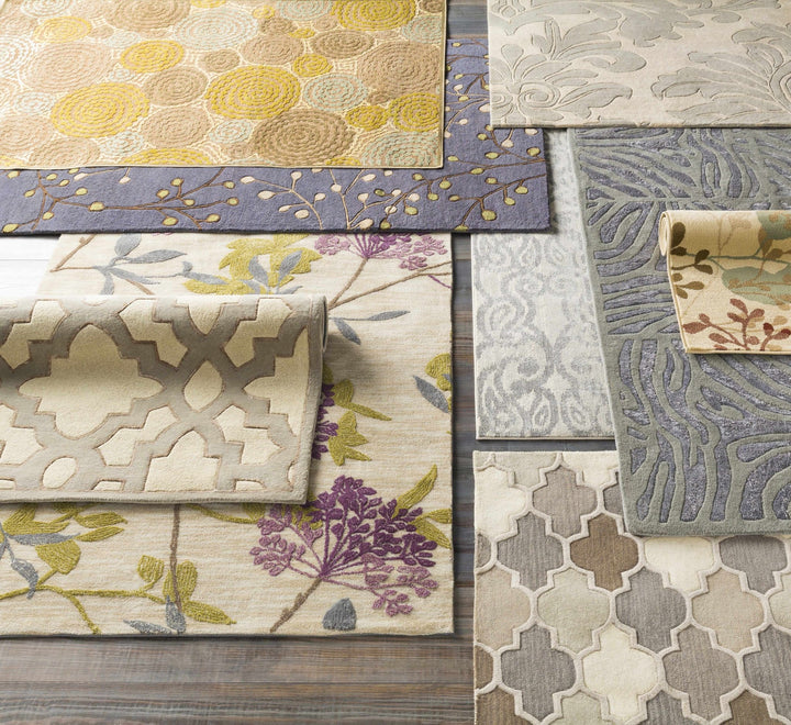 Merriam Modern Botanical Gray And Brown Wool Rug - The Rug Decor