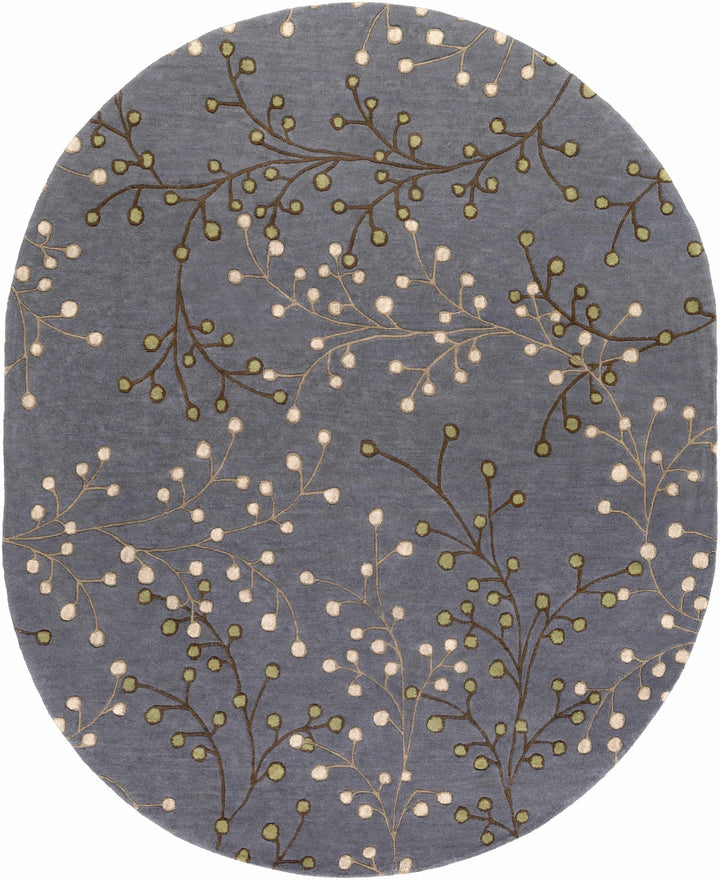 Merriam Modern Botanical Gray And Brown Wool Rug - The Rug Decor
