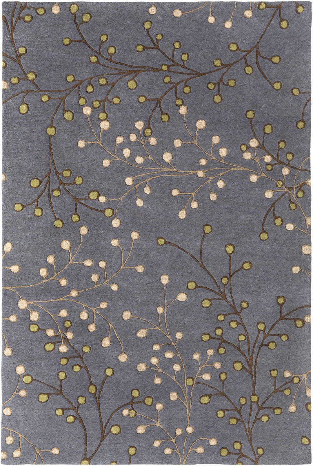 Merriam Modern Botanical Gray And Brown Wool Rug - The Rug Decor