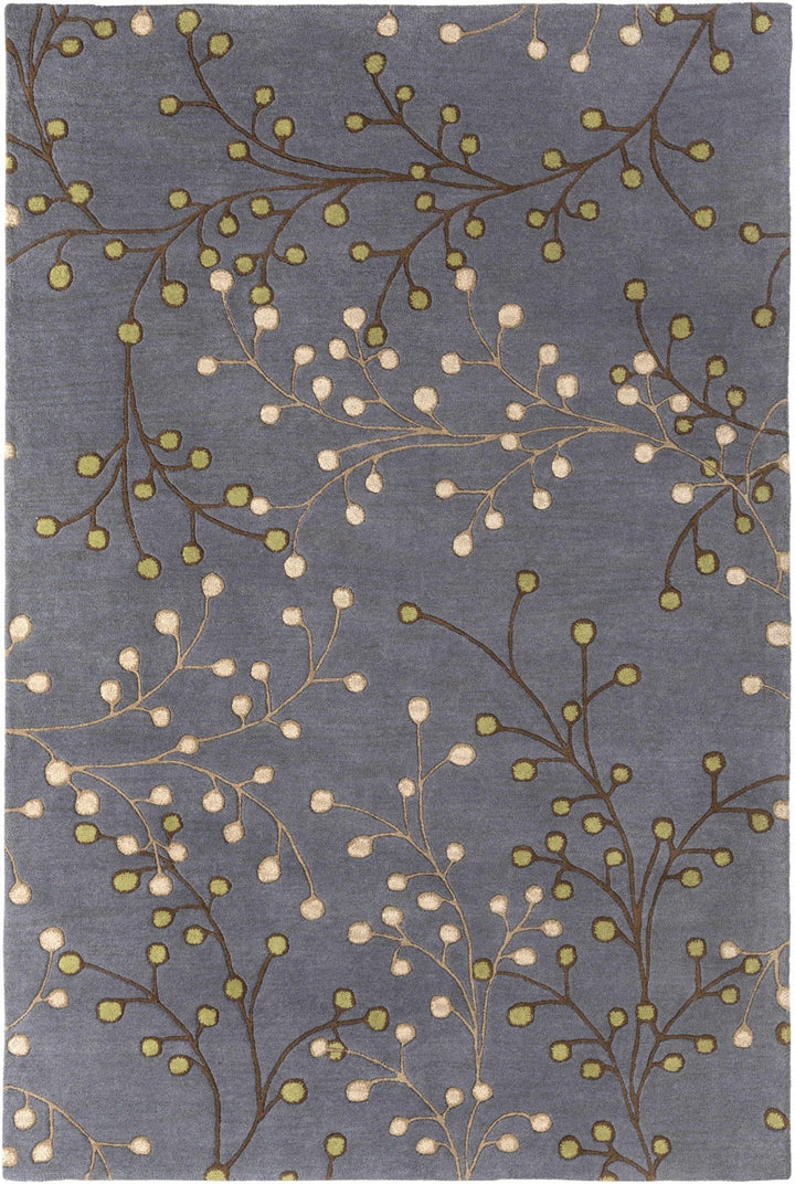 Merriam Modern Botanical Gray And Brown Wool Rug - The Rug Decor
