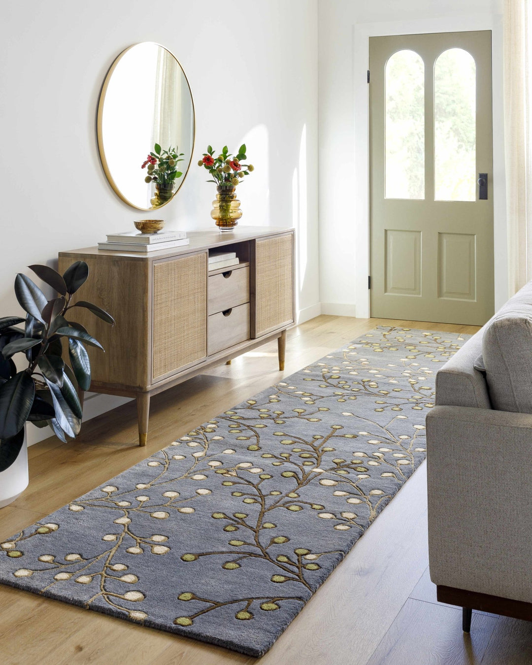 Merriam Modern Botanical Gray And Brown Wool Rug - The Rug Decor