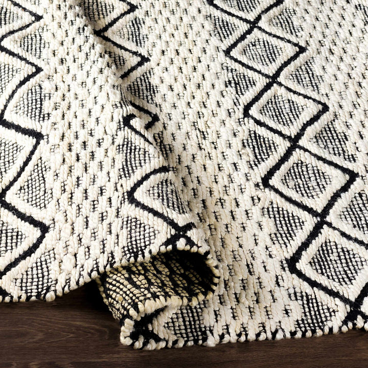 Mescal Ivory And Black Modern Geometrical Design Hand Woven Area Rug - The Rug Decor