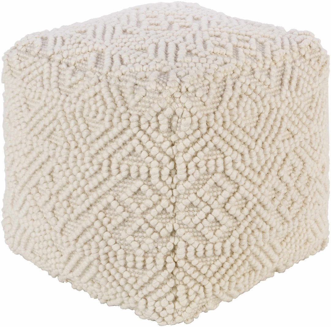 Mesudiye Cream Hand-Woven Pouf