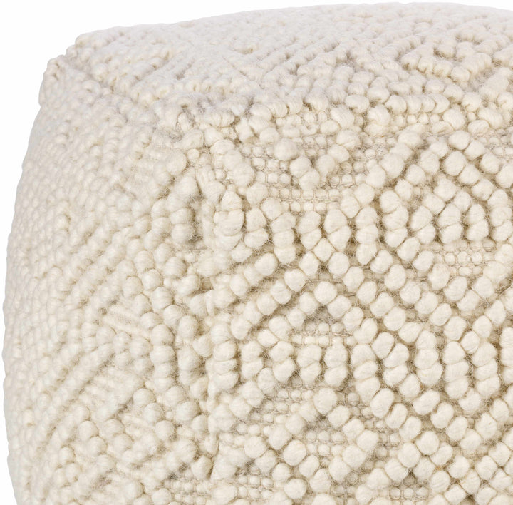 Mesudiye Cream Hand-Woven Pouf