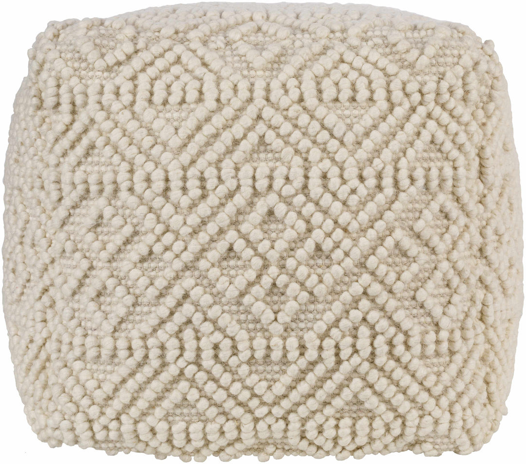 Mesudiye Cream Hand-Woven Pouf