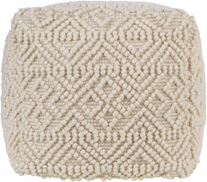 Mesudiye Cream Hand-Woven Pouf