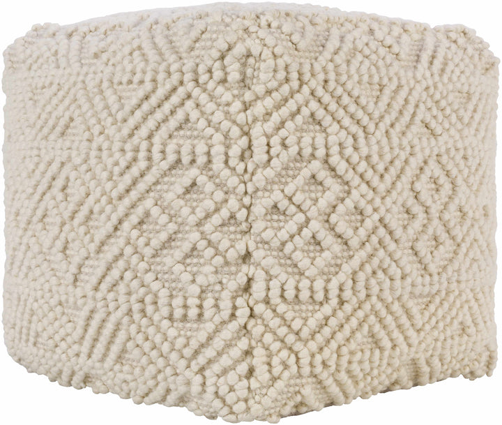 Mesudiye Cream Hand-Woven Pouf