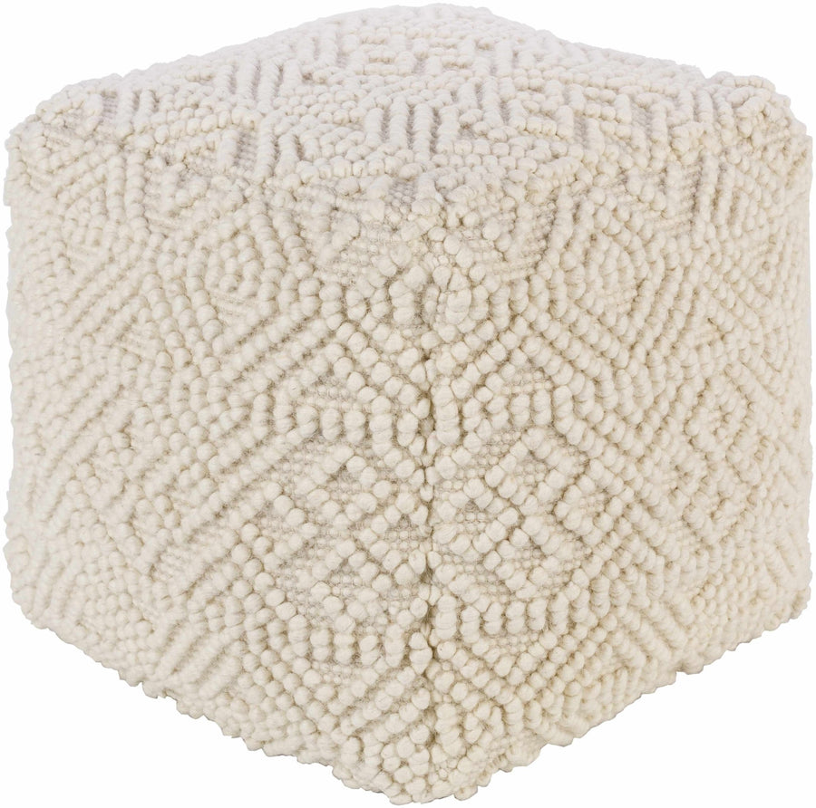 Mesudiye Cream Hand-Woven Pouf - The Rug Decor