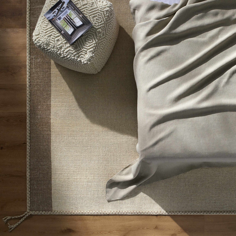 Mesudiye Cream Hand-Woven Pouf - The Rug Decor