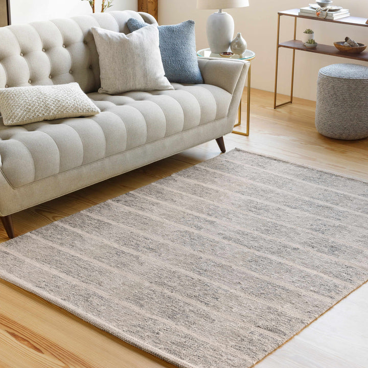 Metcalf Modern Stripes Design Gray Hand Woven Area Rug