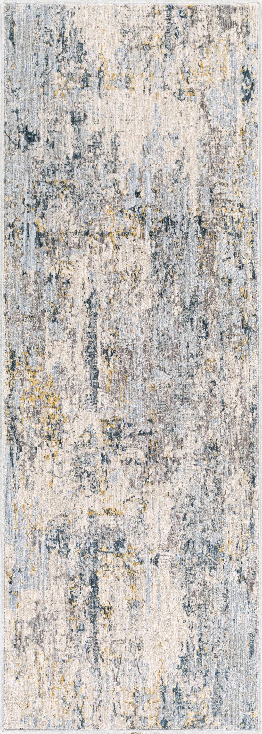 Modern Abstract Gray And Ivory Machine Woven Rug