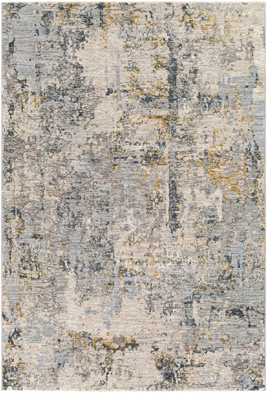 Modern Abstract Gray And Ivory Machine Woven Rug