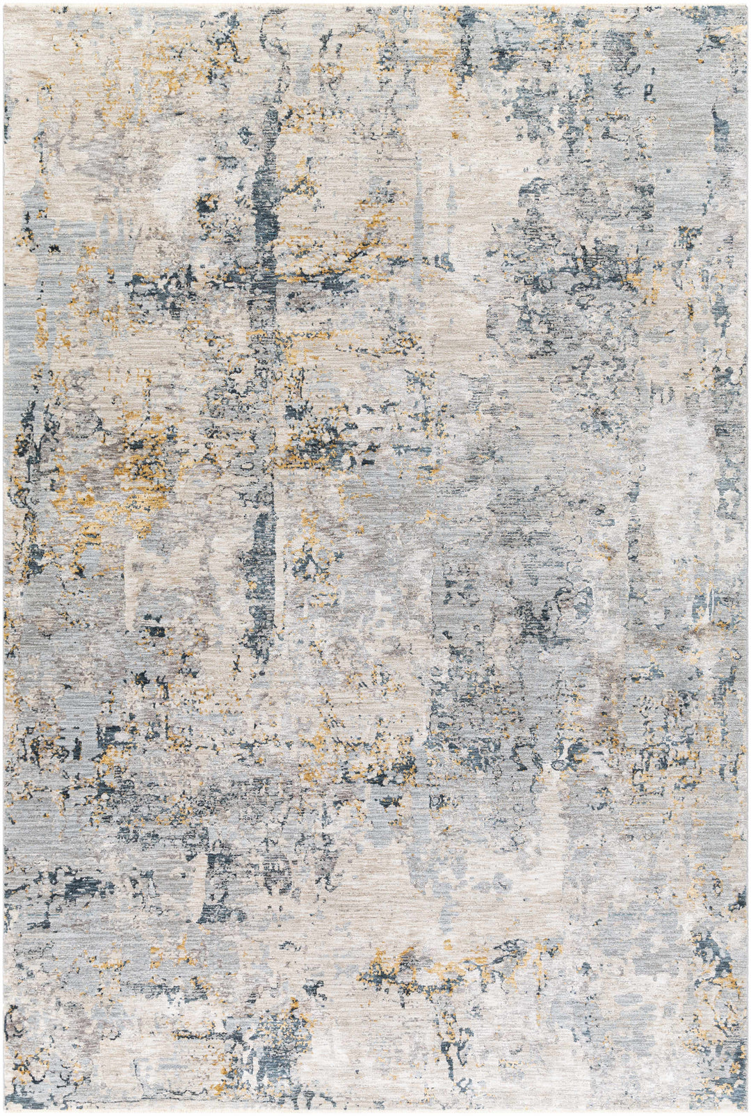 Modern Abstract Gray And Ivory Machine Woven Rug