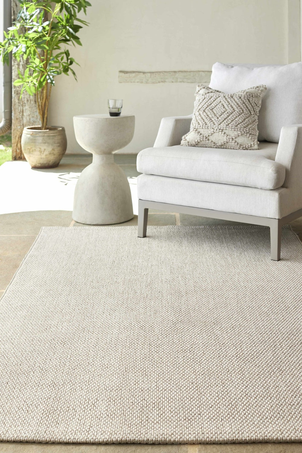 Midha Modern Solid Beige Machine Woven Rug - The Rug Decor