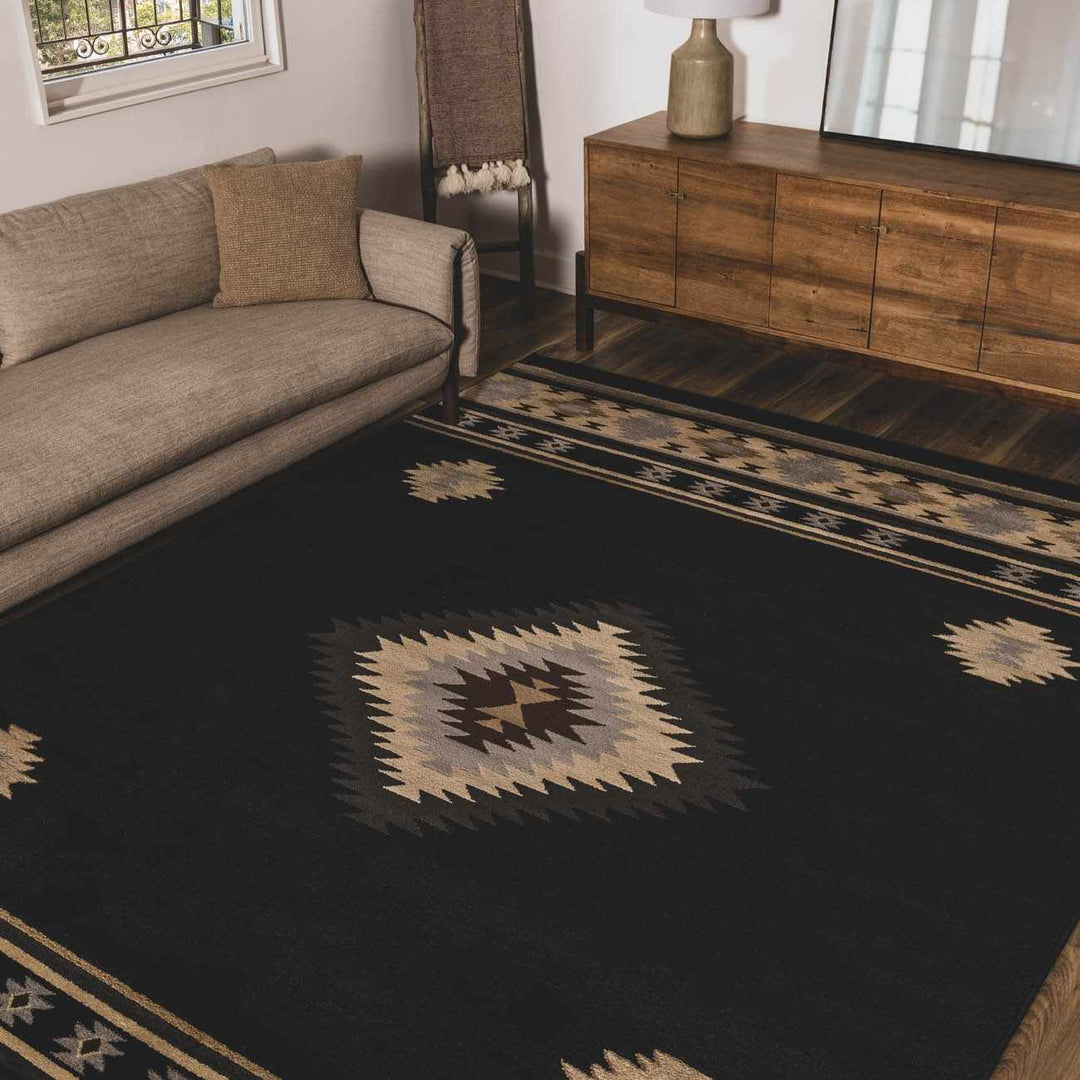 Midpines Black And Beige Southwestern Design Area Rug - The Rug Decor