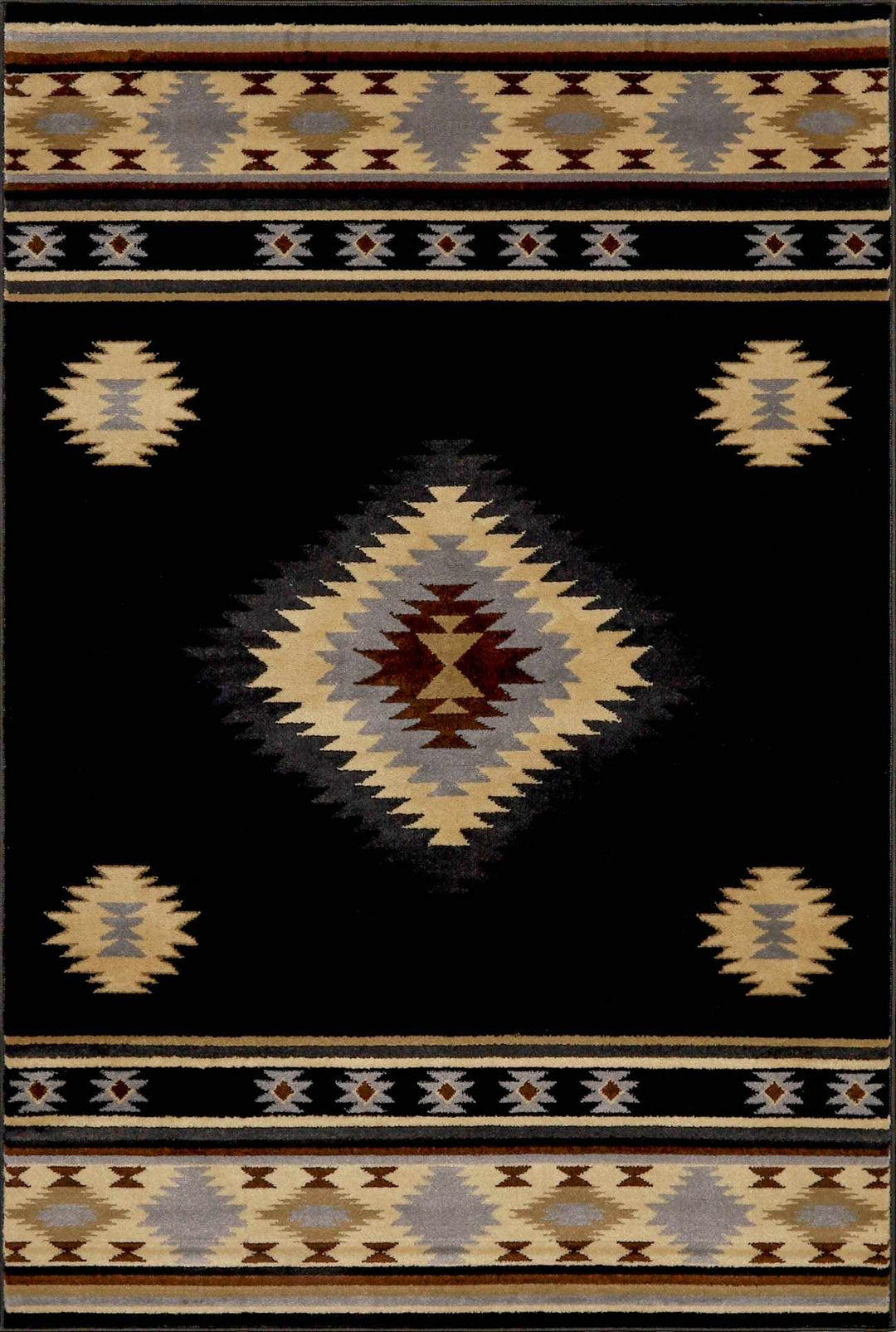 Midpines Black And Beige Southwestern Design Area Rug - The Rug Decor