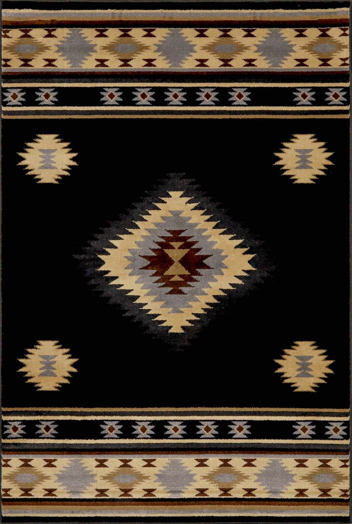 Midpines Black And Beige Southwestern Design Area Rug - The Rug Decor