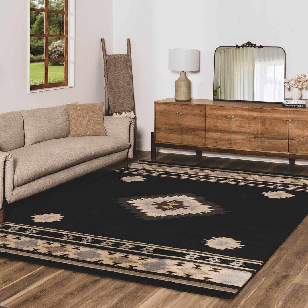Midpines Black And Beige Southwestern Design Area Rug - The Rug Decor