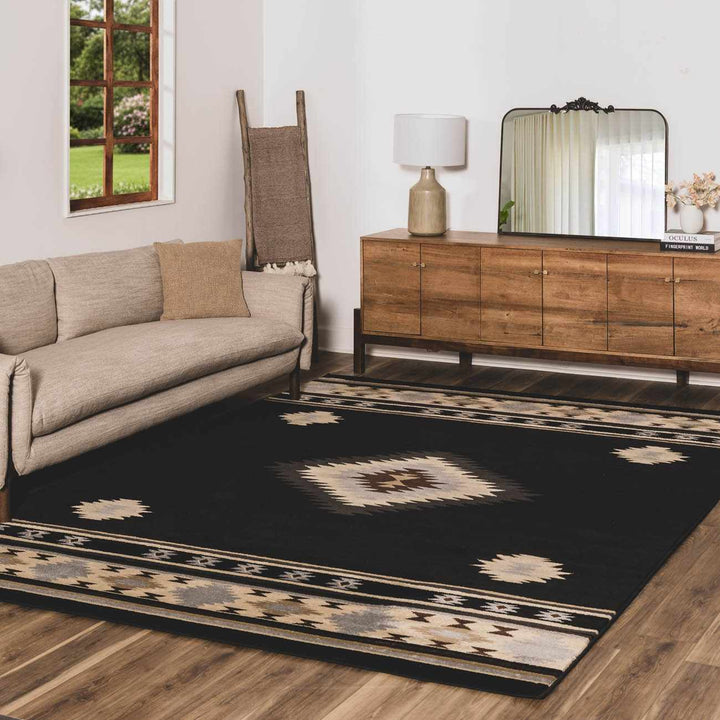 Midpines Black And Beige Southwestern Design Area Rug - The Rug Decor
