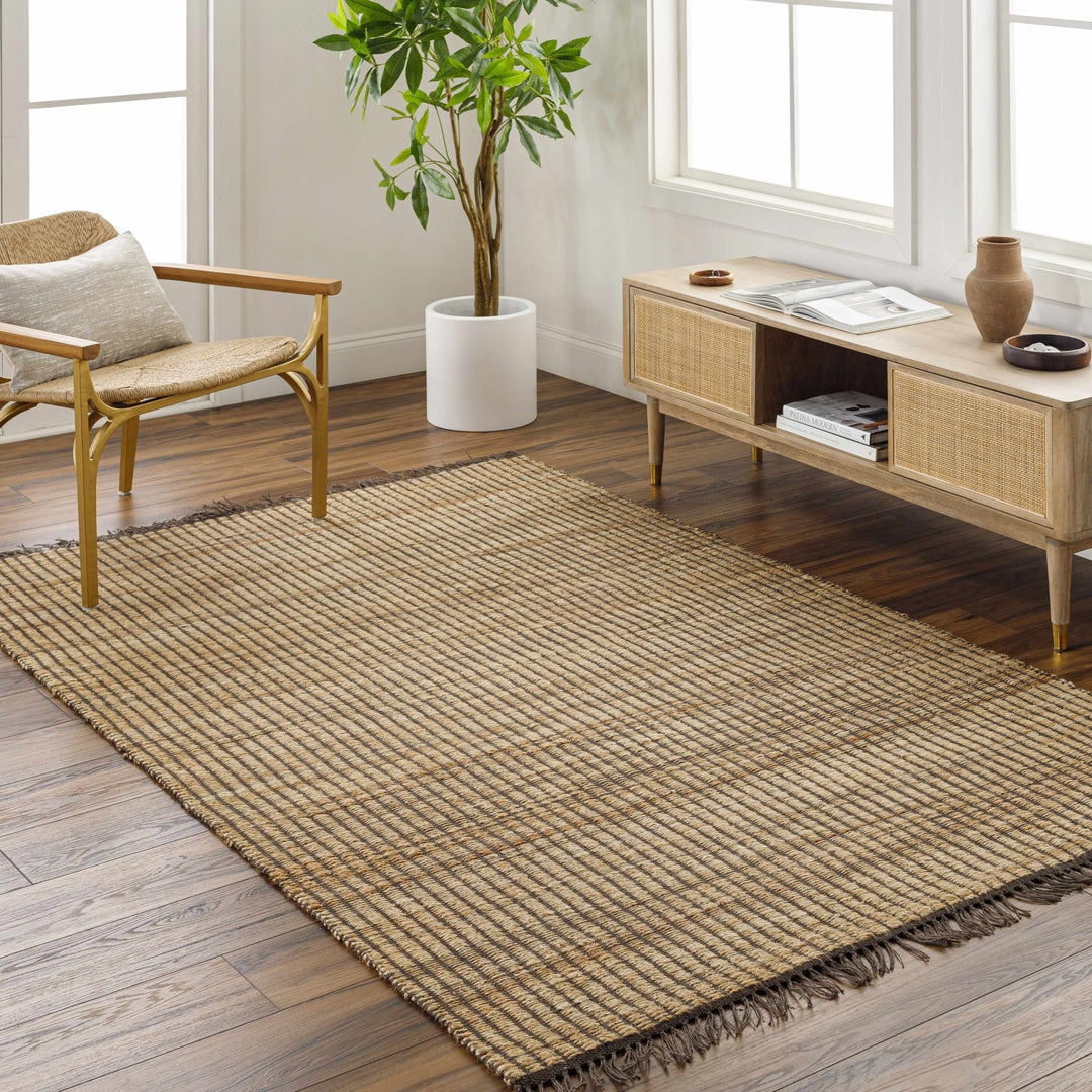 Mihal Contemporary Camel And Brown Jute Rug - The Rug Decor