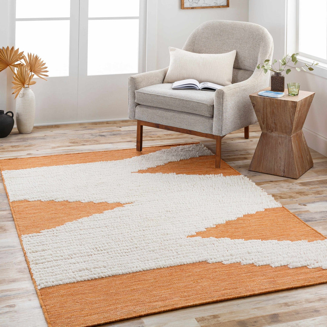Milagros Modern Orange And Ivory Area Rug - The Rug Decor