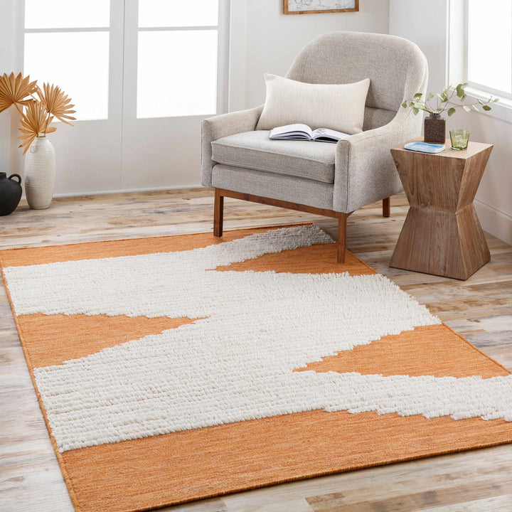 Milagros Modern Orange And Ivory Area Rug - The Rug Decor