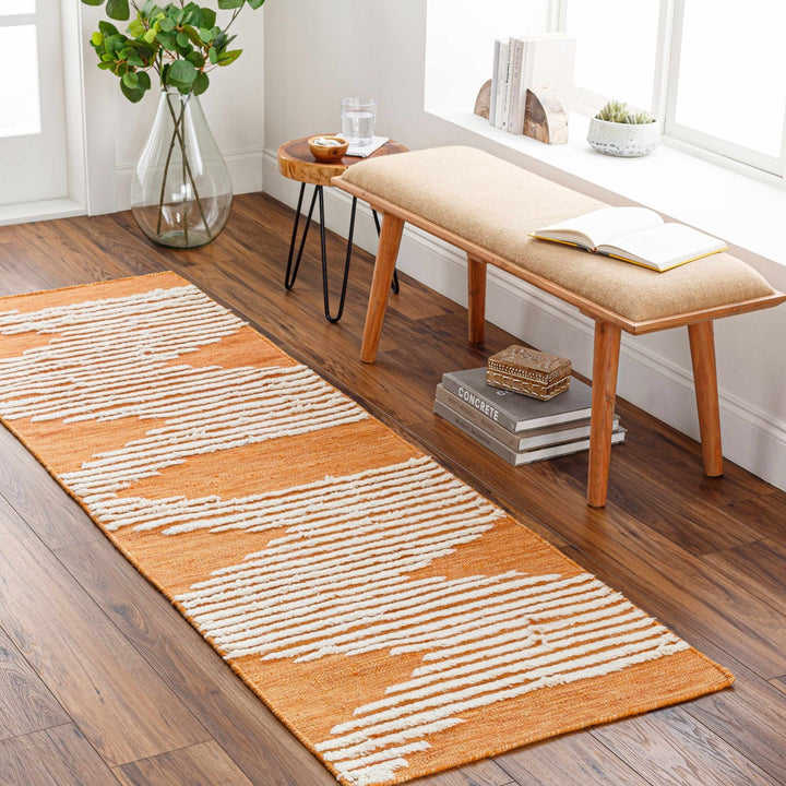 Milagros Modern Orange And Ivory Area Rug - The Rug Decor