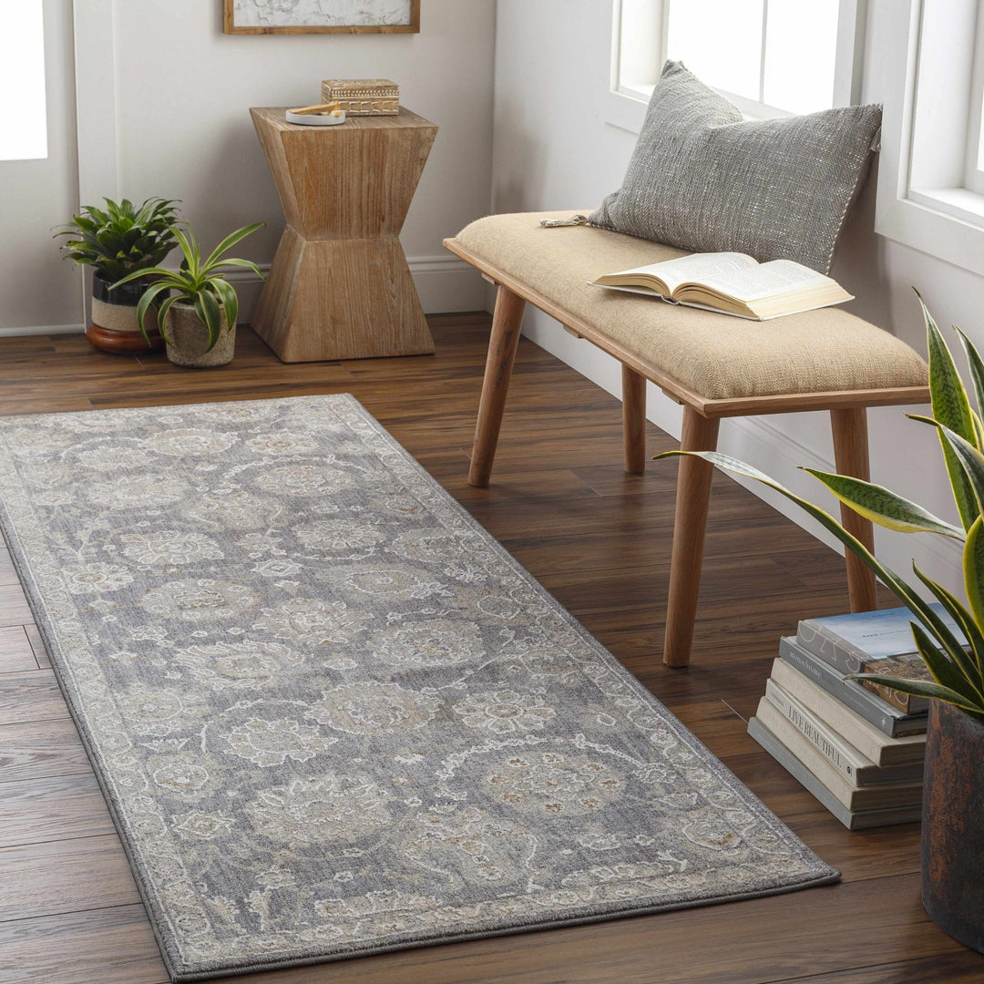 Mimarsinan Traditional Floral Design Beige And Gray Area Rug - The Rug Decor