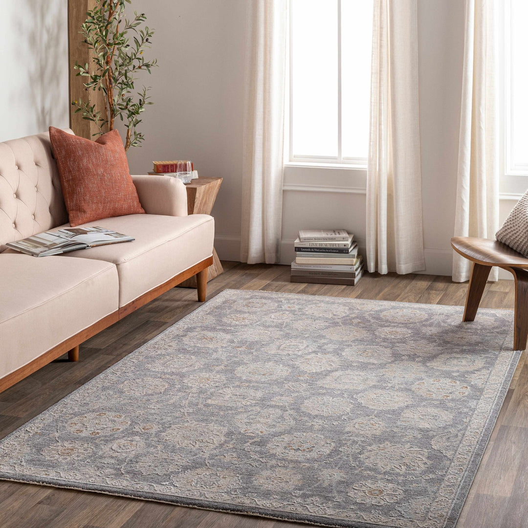 Mimarsinan Traditional Floral Design Beige And Gray Area Rug - The Rug Decor