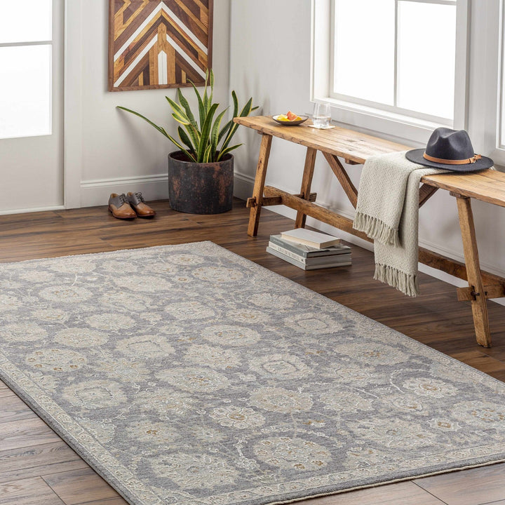 Mimarsinan Traditional Floral Design Beige And Gray Area Rug - The Rug Decor