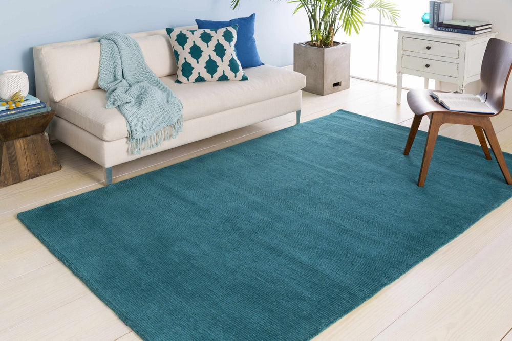Minford Modern Solid Teal Wool Area Rug - The Rug Decor