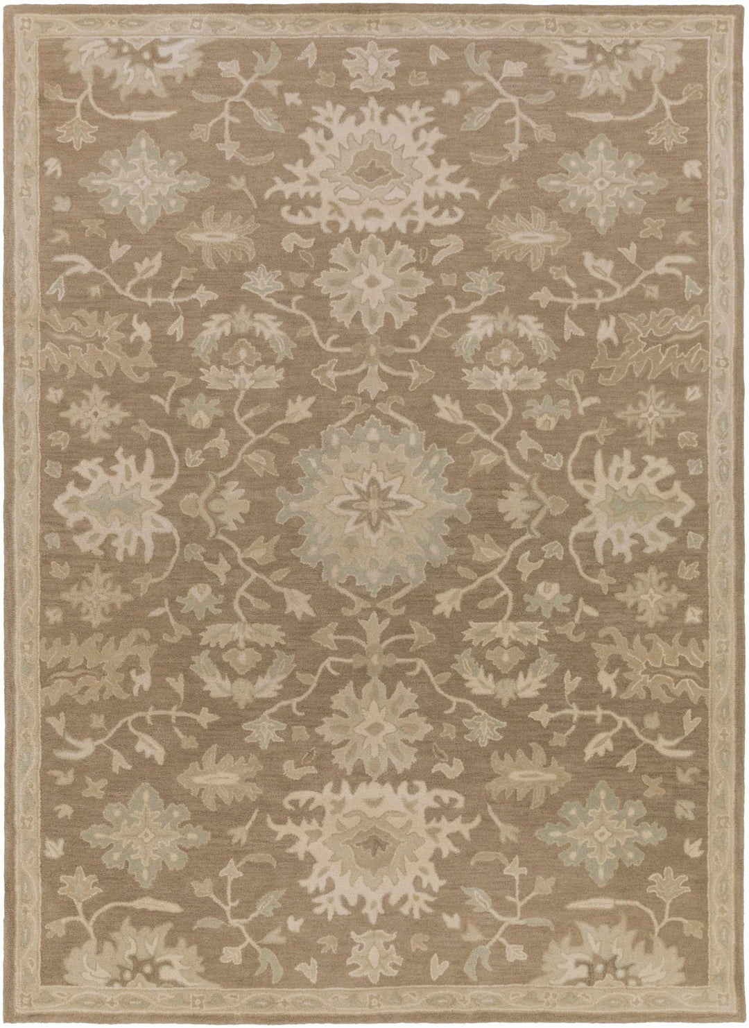 Minto Traditional Brown And Beige Oushak Wool Rug - The Rug Decor