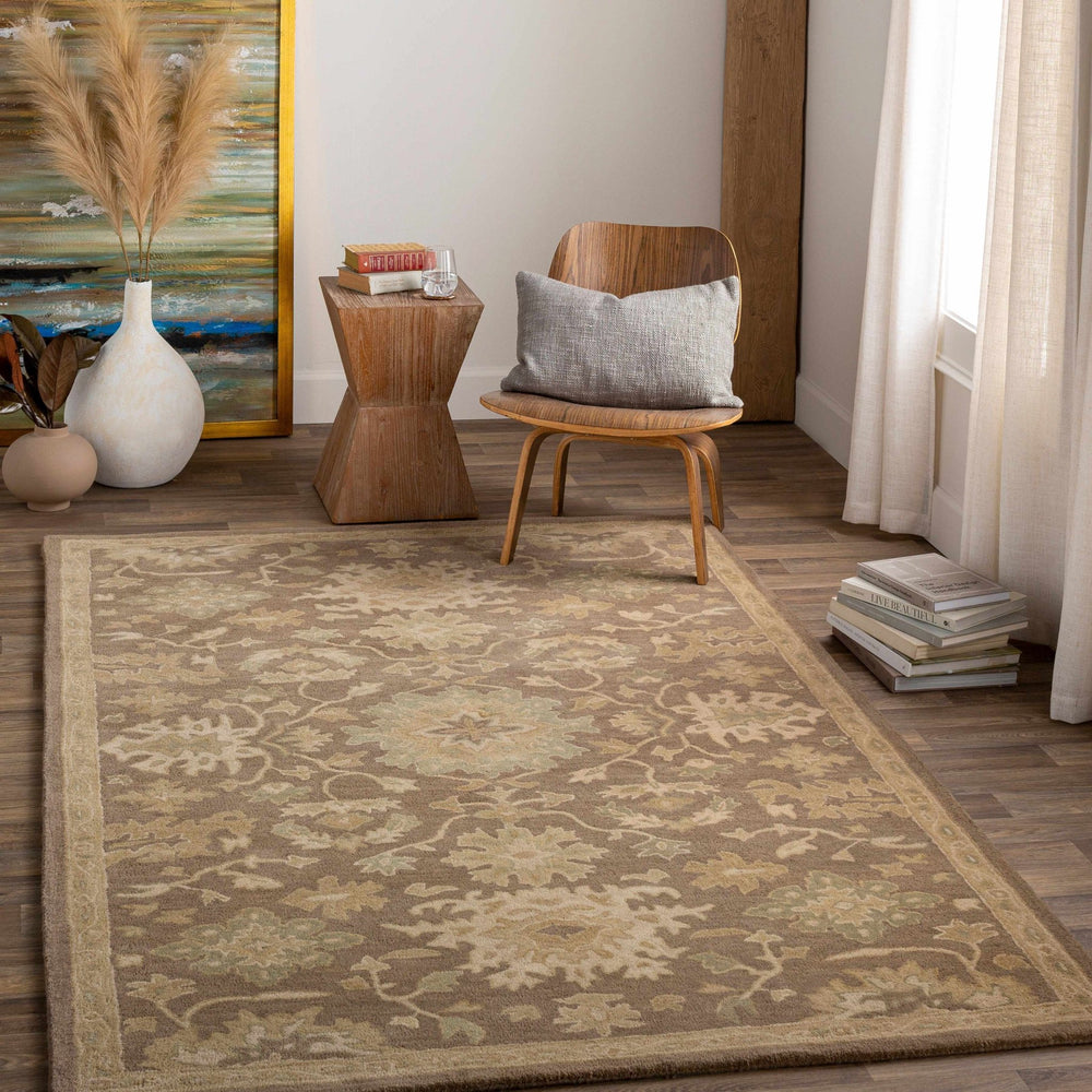 Minto Traditional Brown And Beige Oushak Wool Rug - The Rug Decor