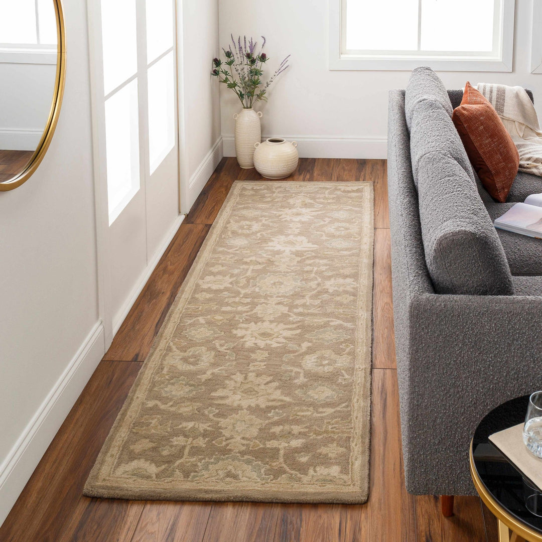 Minto Traditional Brown And Beige Oushak Wool Rug - The Rug Decor
