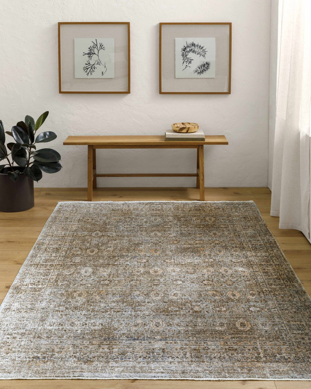 Mirah Traditional Gray And Brown Washable Area Rug - The Rug Decor