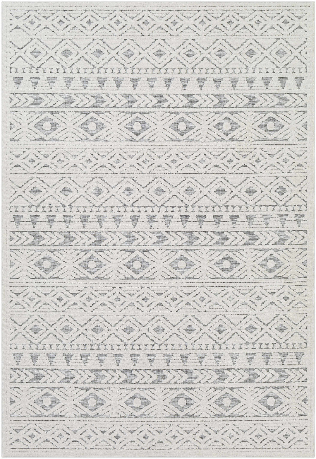 Mirani Ivory And Gray Modern Geometrical Design Outdoor Area Rug