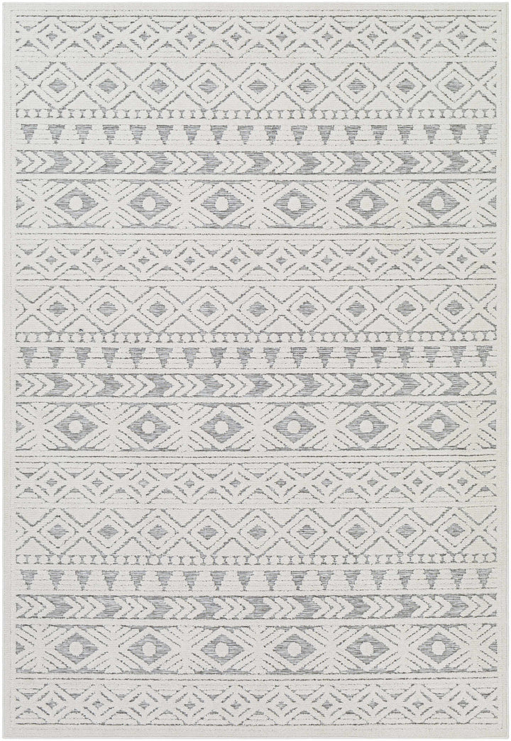 Mirani Ivory And Gray Modern Geometrical Design Outdoor Area Rug