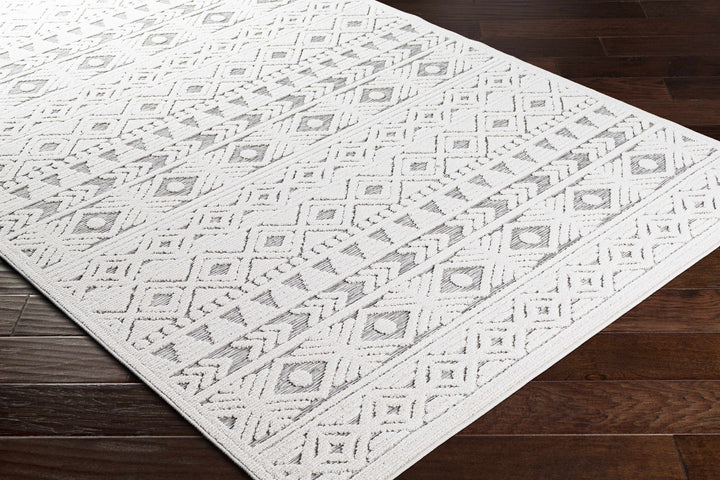 Mirani Ivory And Gray Modern Geometrical Design Outdoor Area Rug