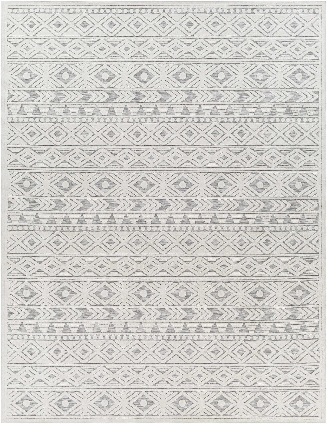 Mirani Ivory And Gray Modern Geometrical Design Outdoor Area Rug