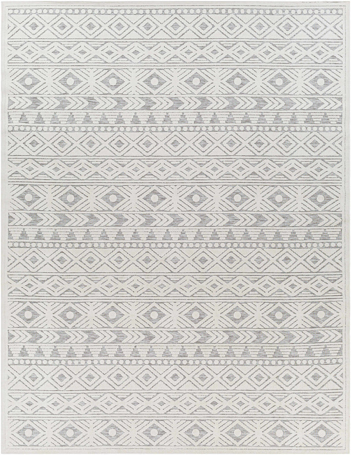 Mirani Ivory And Gray Modern Geometrical Design Outdoor Area Rug