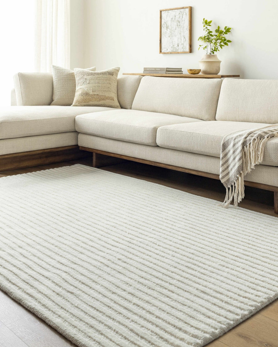 Missa White Contemporary Style Hand Tufted Wool Area Rug - The Rug Decor