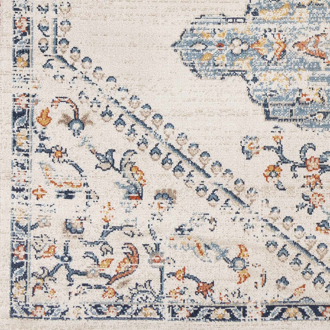Mistissini Ivory And Blue Traditional Outdoor Safe Rug - The Rug Decor